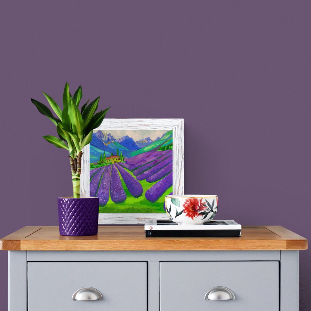 Lavender fields in front of mountains