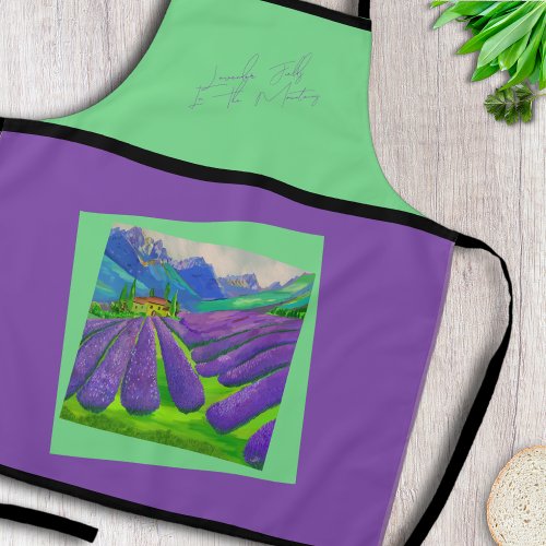 Lavender fields in the mountains _ Art apron