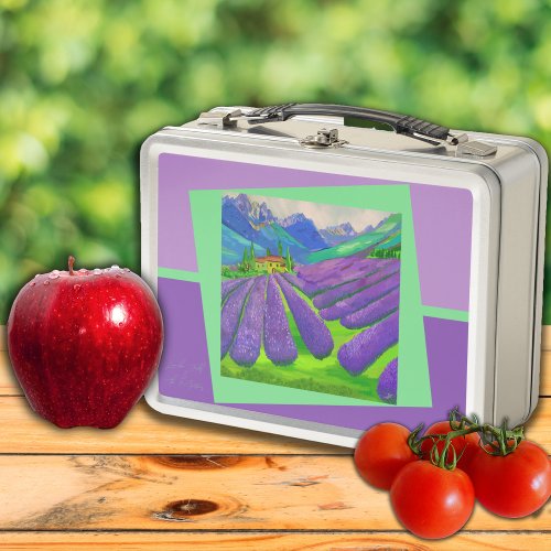Lavender fields in the mountains _ Art Metal Lunch Box