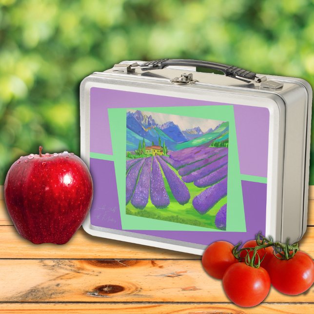 Lavender fields in the mountains - Art Metal Lunch Box (Creator Uploaded)