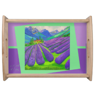 Lavender fields in the mountains - Art Serving Tray