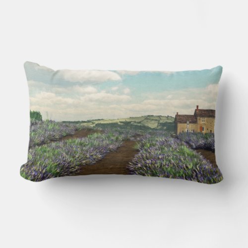 Lavender Fields Lumbar Throw Pillow