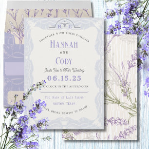 Lavender Fields of Blue Western Wedding Invitation