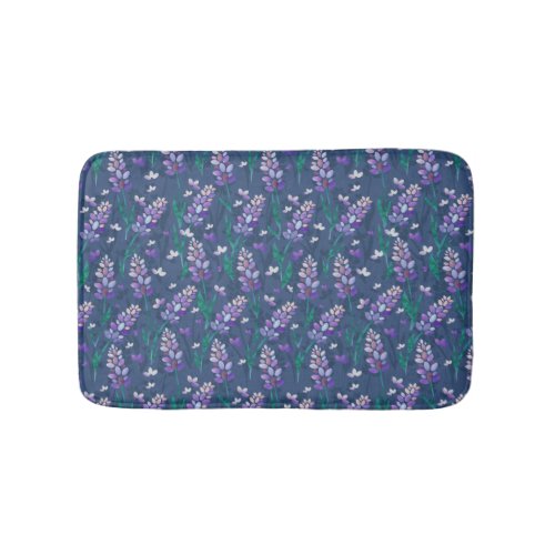 Lavender Fields Pattern in Purple Bath Mat