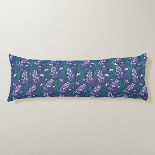 Lavender Fields Pattern in Purple Body Pillow