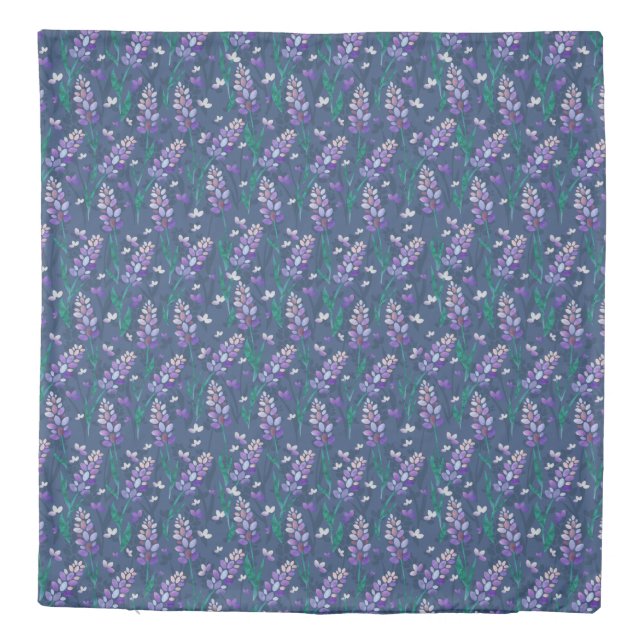Lavender Fields Pattern in Purple Duvet Cover (Back)