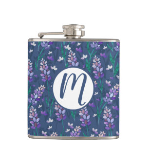Lavender Fields Pattern in Purple Flask