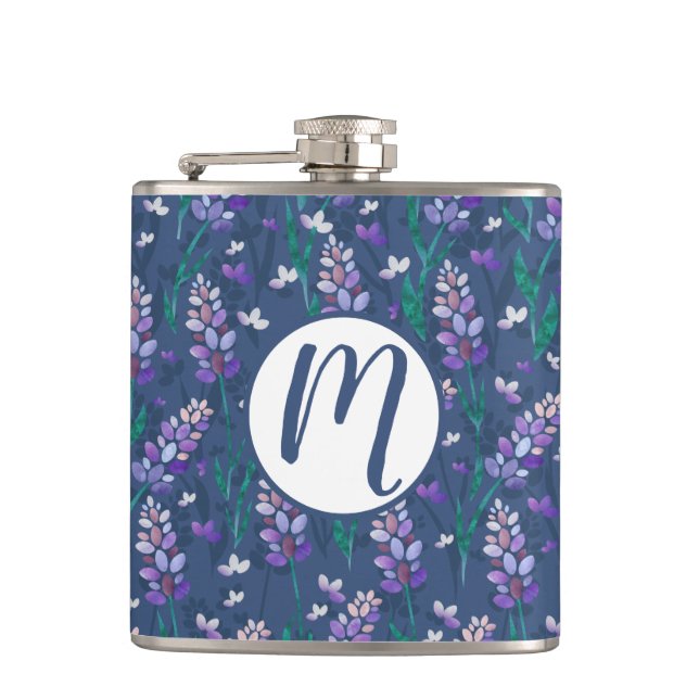 Lavender Fields Pattern in Purple Flask (Front)