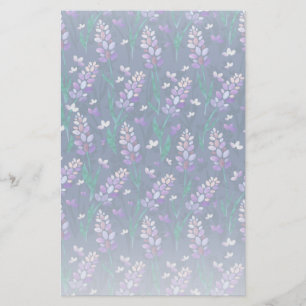 Lavender Fields Pattern in Purple Stationery