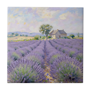 Lavender Fields Provence Cottage Impressionist Ceramic Tile