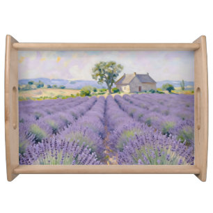 Lavender Fields Provence Cottage Impressionist Serving Tray