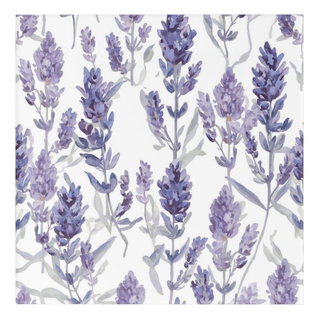Lavender Fields | Purple Watercolor Flower Pattern Acrylic Print (Front)