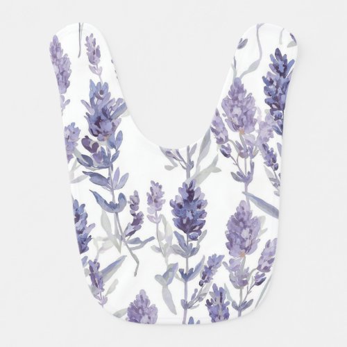 Lavender Fields | Purple Watercolor Flower Pattern Baby Bib