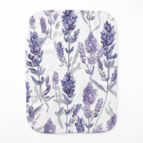 Lavender Fields | Purple Watercolor Flower Pattern Baby Burp Cloth