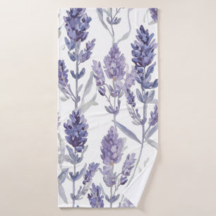 Lavender Fields   Purple Watercolor Flower Pattern Bath Towel