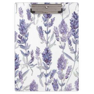 Lavender Fields   Purple Watercolor Flower Pattern Clipboard