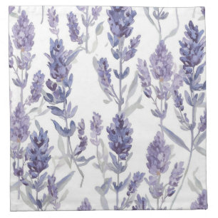 Lavender Fields   Purple Watercolor Flower Pattern Cloth Napkin