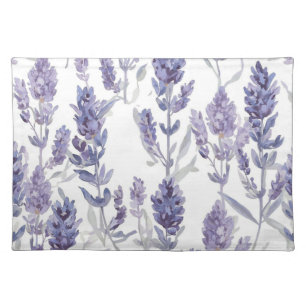Lavender Fields Purple Watercolor Flower Pattern Cloth Placemat