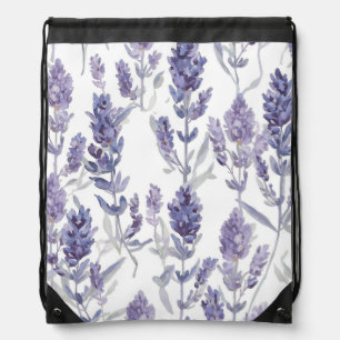 Lavender Fields   Purple Watercolor Flower Pattern Drawstring Bag
