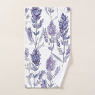 Lavender Fields   Purple Watercolor Flower Pattern Hand Towel