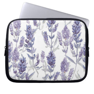 Lavender Fields Purple Watercolor Flower Pattern Laptop Sleeve