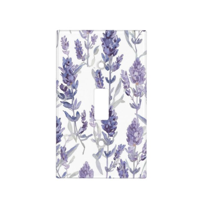 Lavender Fields | Purple Watercolor Flower Pattern Light Switch Cover (Front)