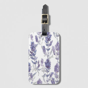 Lavender Fields Purple Watercolor Flower Pattern Luggage Tag