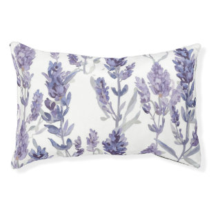 Lavender Fields Purple Watercolor Flower Pattern Pet Bed