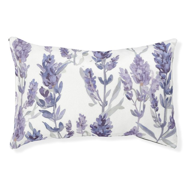 Lavender Fields | Purple Watercolor Flower Pattern Pet Bed (Front)