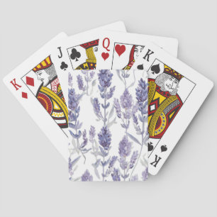Lavender Fields Purple Watercolor Flower Pattern Poker Cards
