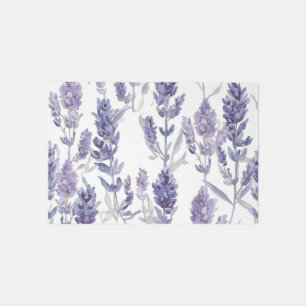 Lavender Fields   Purple Watercolor Flower Pattern Rug