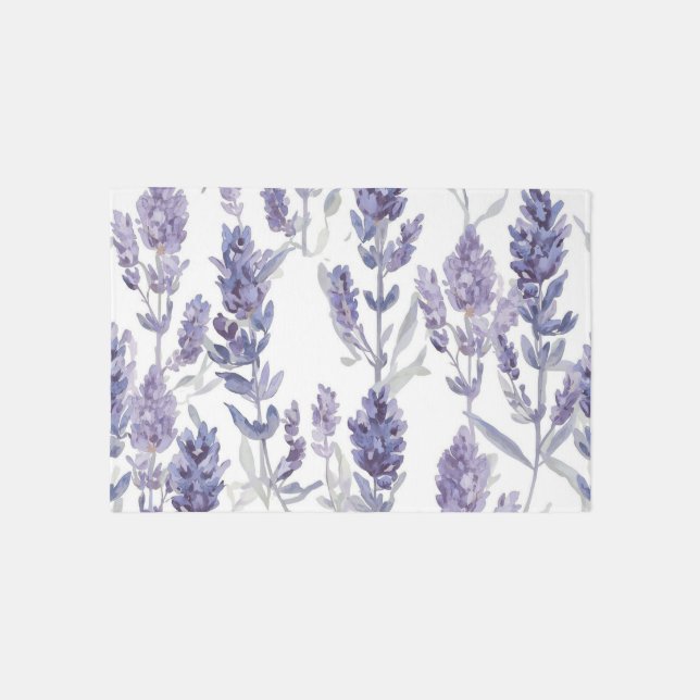 Lavender Fields | Purple Watercolor Flower Pattern Rug (Front)