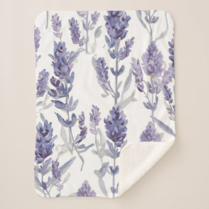 Lavender Fields   Purple Watercolor Flower Pattern Sherpa Blanket