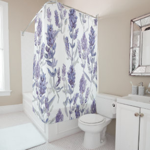 Lavender Fields   Purple Watercolor Flower Pattern Shower Curtain