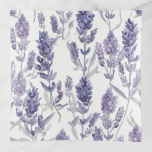 Lavender Fields Purple Watercolor Flower Pattern Trinket Tray