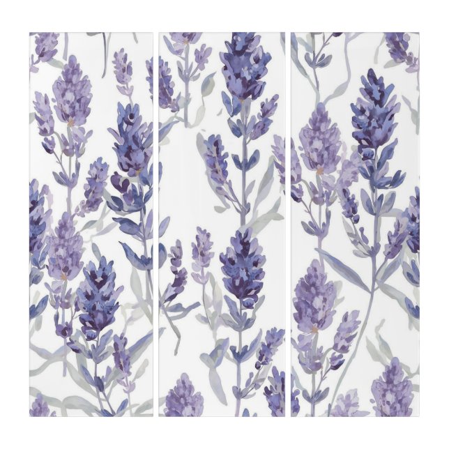 Lavender Fields | Purple Watercolor Flower Pattern Triptych (Front)