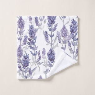 Lavender Fields   Purple Watercolor Flower Pattern Wash Cloth