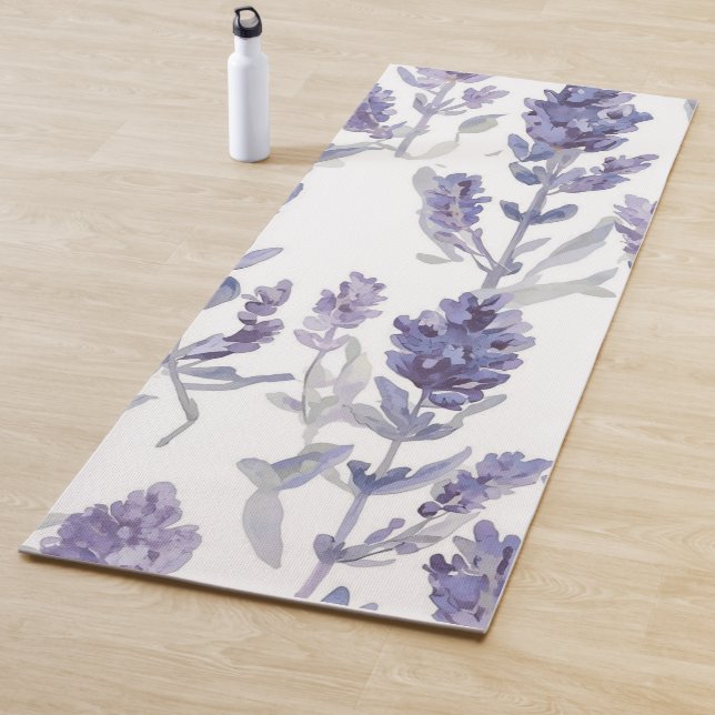 Lavender Fields | Purple Watercolor Flower Pattern Yoga Mat (In Situ)