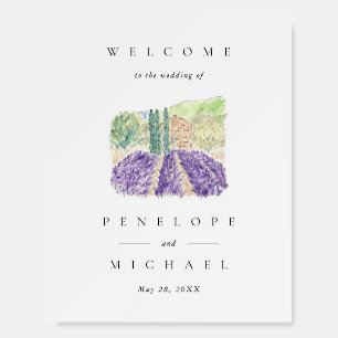 Lavender Fields Watercolor Wedding Welcome Sign