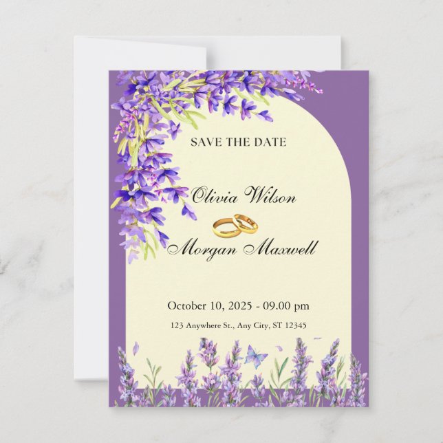 lavender fields wedding card (Front)