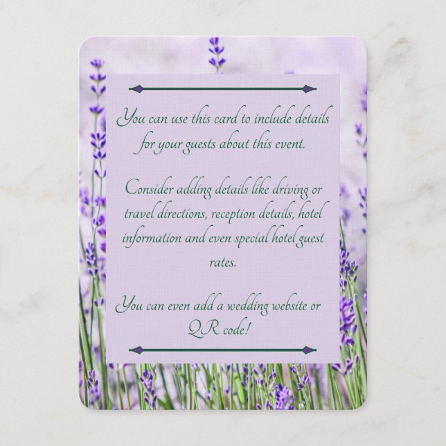 Lavender Fields Wedding Enclosure Card (Front)