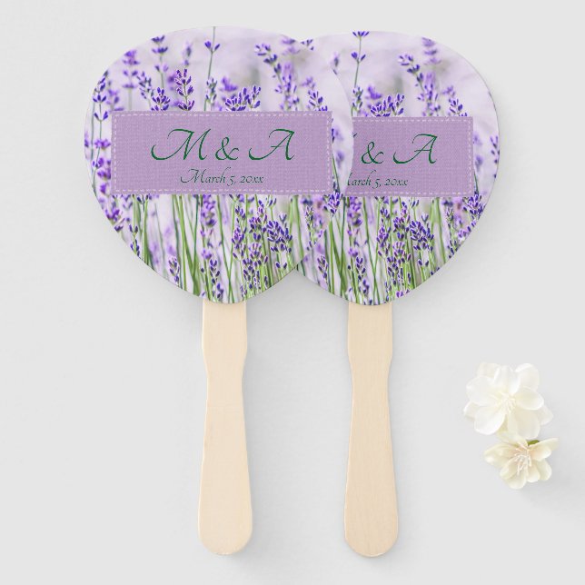 Lavender Fields Wedding Hand Fans (Front and Back)