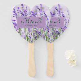 Lavender Fields Wedding Heart Hand Fans