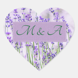 Lavender Fields Wedding Heart Stickers