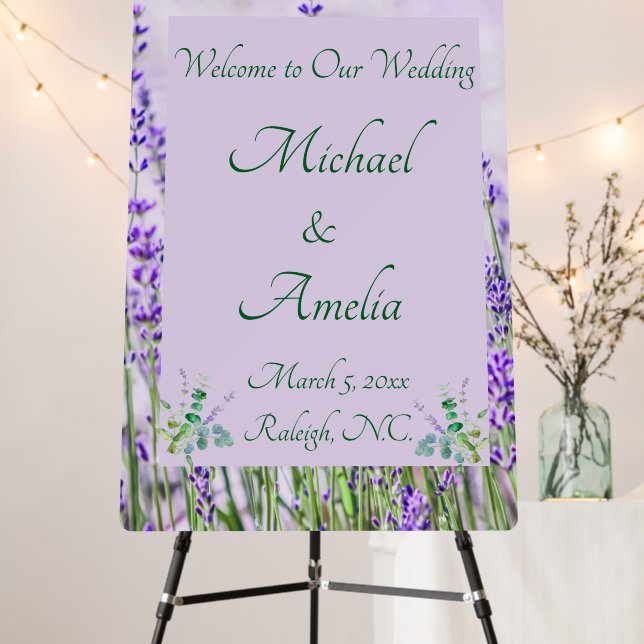 Lavender Fields Wedding Large Welcome Sign (In Situ (Stand))
