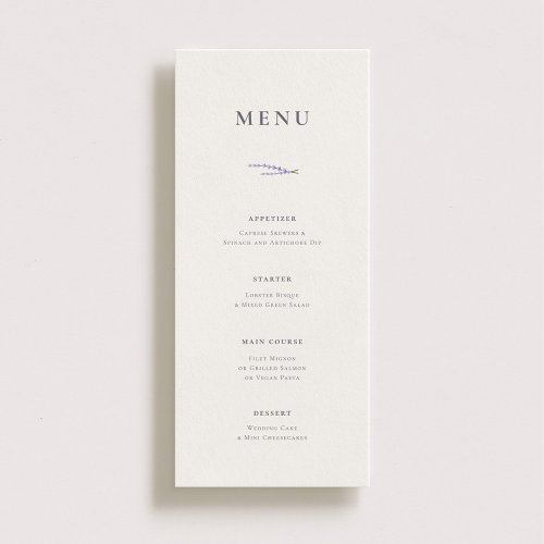 Lavender Fields Wedding Menu