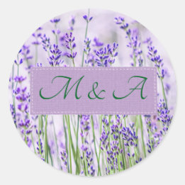 Lavender Fields Wedding Round Classic Sticker 