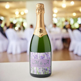 Lavender Fields Wedding Sparkling Wine Label 
