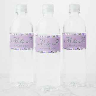 Lavender Fields Wedding Water Bottle Labels