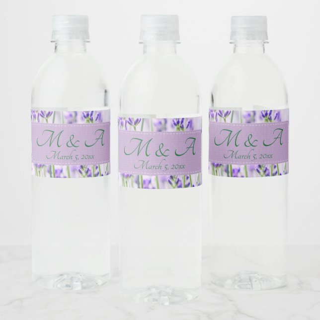 Lavender Fields Wedding Water Bottle Large Labels (Bottles)